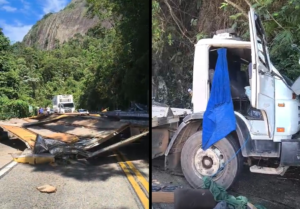 Veículo de carga teria ficado sem freios nas proximidades do quilômetro 97